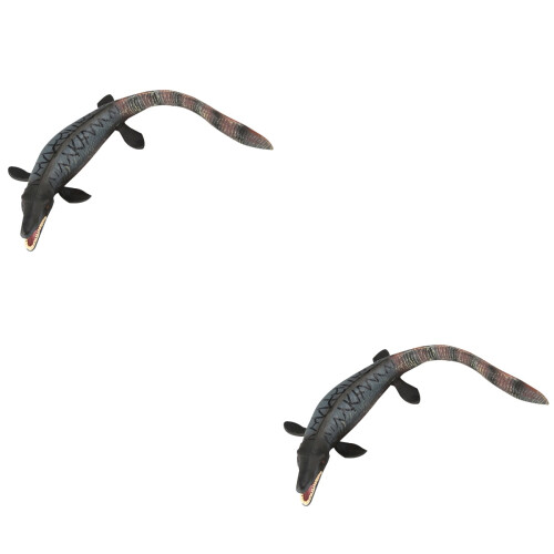 2Stk Realistisches Plastik Dinosaurier Modell Grau Büro 2