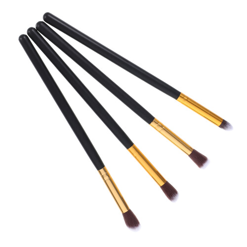 12Pièces Pinceaux Portable Noir+or Poils Naturels