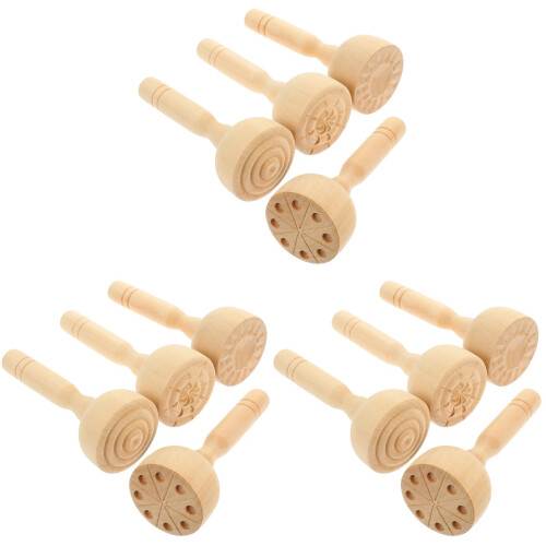 12Pièces Tampons Argile Bois DIY Artisanat 1