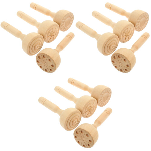 12Pièces Tampons Argile Bois DIY Artisanat 2