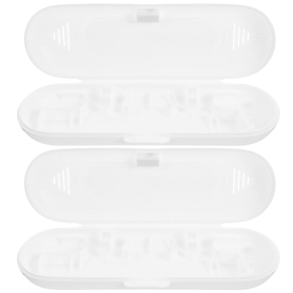 Vaguelly White 4Pcs Plastic Electric Toothbrush Case Storage Box For Travel