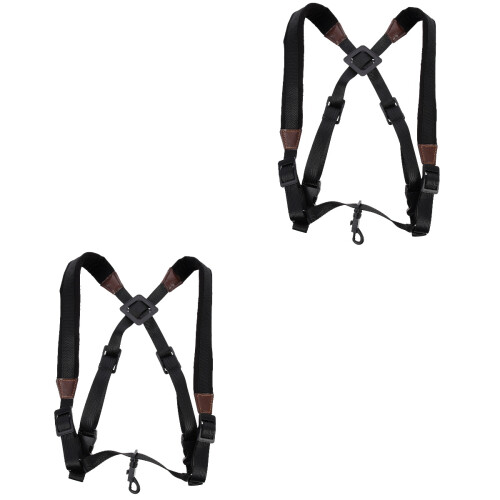 2Pièces Sangles Poitrine Saxophone Nylon Noires Ajustables 2