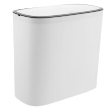 2Pcs Compact Plastic Trash Container White for Office Bathroom Bedroom