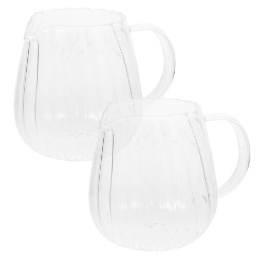 10Pcs Transparent Glass Milk Pitcher with Handle for Kitchen and Home