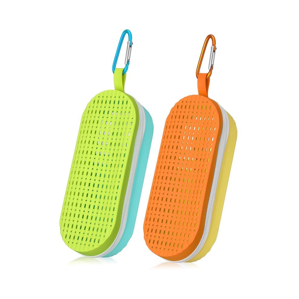 2 Pcs Swim Goggle Case for Swimming Goggles Silicone Protective Cases with Drain Hole Zipper Sunglasses Case