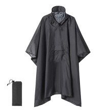 Outdoor Raincoat Hooded Sleeve Waterproof Rain Poncho Motorcycle Rain Cover Camping Hiking Travel Rainwear Tent Gray