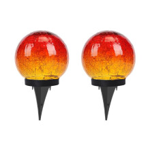 2 Unidades de Luzes Solares de Bola para Decoração de Jardim Ao Ar Livre, Vidro Rachado, Luzes Solares para Pátio, Caminho Decorativo, Gramado Do