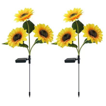 Paquet de 2 Tournesol Lumière Solaire Extérieure Étanche LED Lumière Solaire Pelouse Paysage Lumière Cour Allée Jardin Décoration