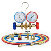 R410a 3Way AC Diagnostic Manifold Gauge Complete Set for R134A R410A R22 with Hose Adapters Quick Couplers and Can Tap