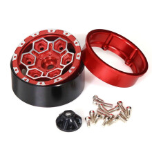 4Pcs Metal 1.9In Beadlock Wheel Rim Wheel Hub for 1/10 RC Crawler Car Axial SCX10 Pro Capra TRX4 RC4WD/D90 Redcat Red