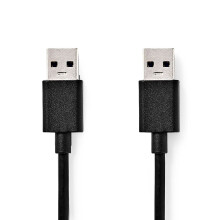 USB-kabel | USB 3.2 Gen 1 | USB-A hann | USB-A hann | 5 Gbps | Forniklet | 1,00 m | Runde | PVC | Svart | Merkelapp