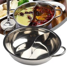 Rostfritt Stål Twin Divided Dubbel Hotpot Spis Gasspis Kompatibel Gryta Hem Kök Köksredskap Soppa Kokgryta, 30 cm