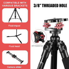 Tripod Leveling Base with 3/8 to 1/4 Bracket Adapter, Aluminum Alloy Camera Leveler for Macro-Panoramic Photography LP64