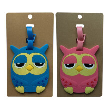 6St Kleurrijk Silicone Uil Bagagelabels Cartoon Travel Suitcase Tags