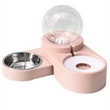 3-in-1-Napf für Katzen, Wasserspender, Hundefutterbehälter, 1,8 L, Trinknapf, Futterautomat für Katzen und Hunde, Rosa