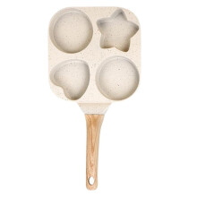 Non-Stick Egg Frying Pan, Multi-Shape Breakfast Pan,Detachable Handle Pan for Stove, Cute Pancake Pan for Families White