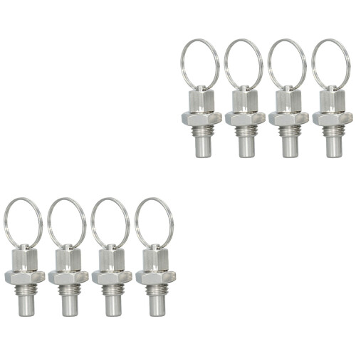 8Pcs Silver Spring Plunger with Pull Ring Stainless Steel Safety Pins 2