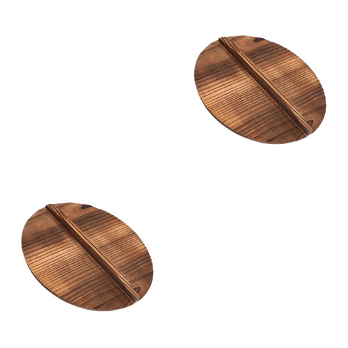 2Stk Topfdeckel Holz Anti-Spritzschutz 2