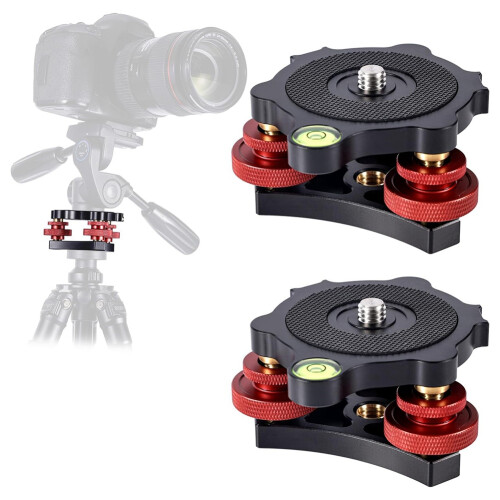 2pcs Tripod Leveling Base, Camera Leveler Tripod Leveler 3-Axis Tri-Wheel  3/8in Thread +/-5 Precision Adjustment 1