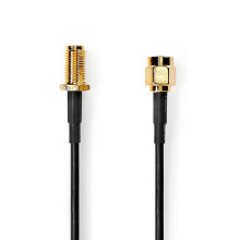 Cabo de antena | SMA Masculino | SMA Feminino | Banhado a ouro | 50 Ohms | Proteção de casca única | 3,00m | Rodada | PVC | Preto | Rótulo