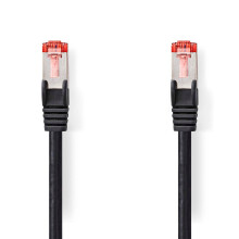 Cabo de rede CAT6 | RJ45 macho | RJ45 macho | S/FTP | 2,00m | Rodada | LSZH | Preto | Rótulo
