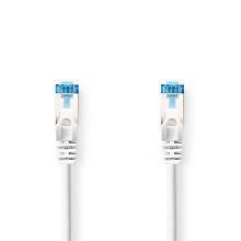 Cabo de rede CAT6a | S/FTP | RJ45 macho | RJ45 macho | 5,00m | Sem problemas | Rodada | LSZH | Branco | Rótulo