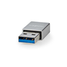 Adaptor USB-A | USB 3.2 Gen 1 | USB-A Mascul | USB-C Femeie | 5 Gbps | rotund | Placat cu nichel | Argint | Capac