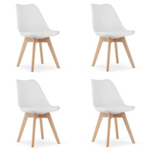Ensemble de chaises MARK, pieds en bois blanc, 4 pcs