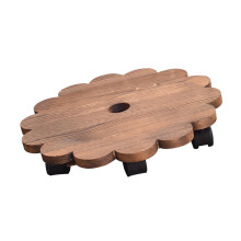 2Pièces Support Mobile En Bois Pour Pots De Fleurs, Roulettes