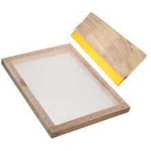 2Ensembles Raclette Manche Bois Caoutchouc Coloré Pour Sérigraphie