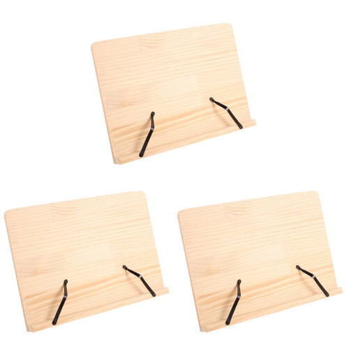 3Stk Kinder Leseständer Desktop Buchhalter Hellgelber Holzlesehalter 1
