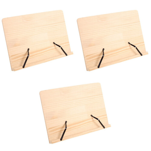 3Stk Kinder Leseständer Desktop Buchhalter Hellgelber Holzlesehalter 2