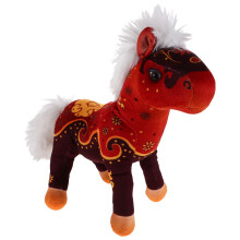 2Pièces Jouets Chevaux En Peluche Design Traditionnel Multicoloré