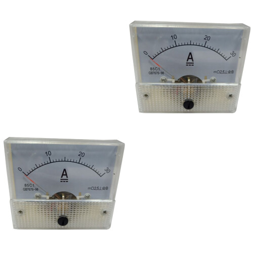 2Stk Ampere Panel Meter Analog Weiß ABS Klarer Messbereich 2