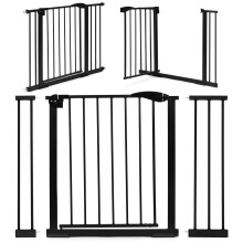 Sikkerhetsportbarriere, 74-105 cm, for trapper og dører, stål, tilleggspaneler, svart, ECOTOYS