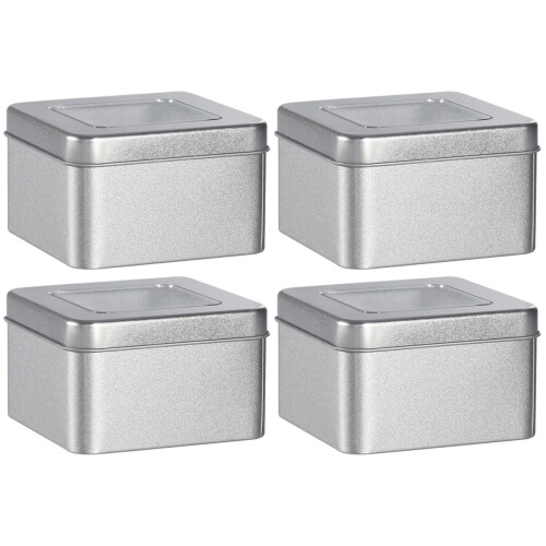 4Pcs Silver Tinplate Wedding Candy Cans Portable Gift Packing Boxes 1
