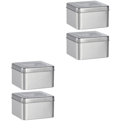 4Pcs Silver Tinplate Wedding Candy Cans Portable Gift Packing Boxes 2