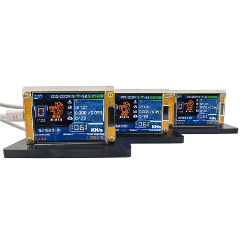 Miner NerdMiner 3X1060KH/S com Suporte, Taxa de Atualização, Tela Inteligente de 2,8 Polegadas, Ideal para Mineração de Bitcoin, Criptomoedas e