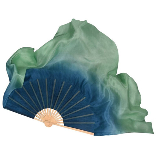 1 Pair Adults Classical Dance Fan   Real Silk Dancer Performance Props Flowy Hand Dye Foldable Dance Fan