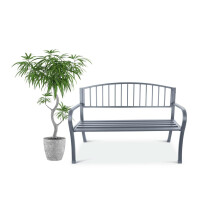 Zahradní lavička s opěrkou, parková lavička na terasu a balkon, kovová konstrukce, grafit
