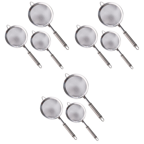 9Pcs Fine Stainless Steel Tea Coffee Strainers Rust-Resistant Sieves 2