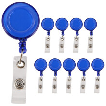 10 Intrekbare Haspel Terugslag ID-Badge Lanyard Naamplaatje Sleutelkaarthouder Riemclip Kleur: Blauw Aantal: 10 Stuks