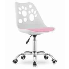 PRINT Stuhl aus weißem und rosafarbenem Kunstleder, drehbar mit verchromtem Gestell