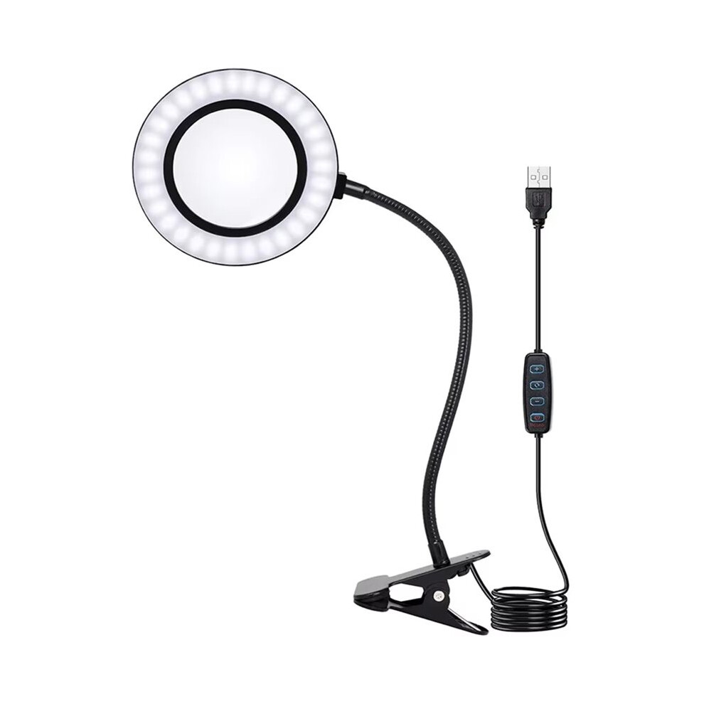 Jojomino 10X Magnifying Glass With Clip 56Led Magnifier Lamp 3 Color Mode 10 Brightness Dimmer 360 Flexible Gooseneck Lights