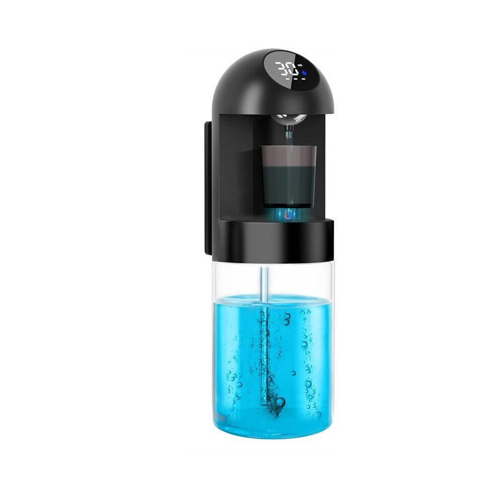 Black Automatic Mouthwash Dispenser For Bathroom, 20.29 Oz Dispensers With Magnetic Cups,Wall Mounted Dispenser