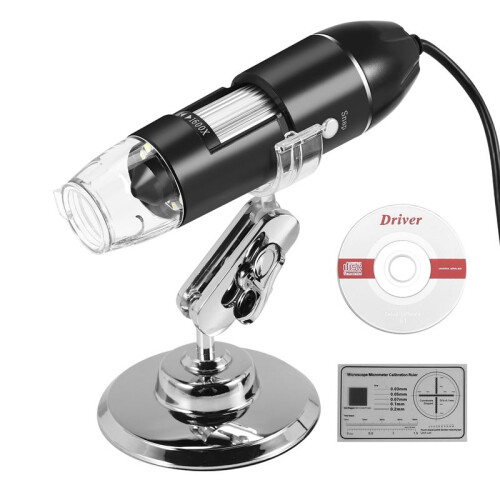 Microscope NuméRique USB 3 en 1, CaméRa Endoscopique, Grossissement RéGlable avec Support PC, 1600X