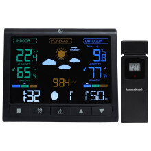 Stazione meteo wireless retroilluminata con sensore esterno, display LCD, termometro, barometro, orologio