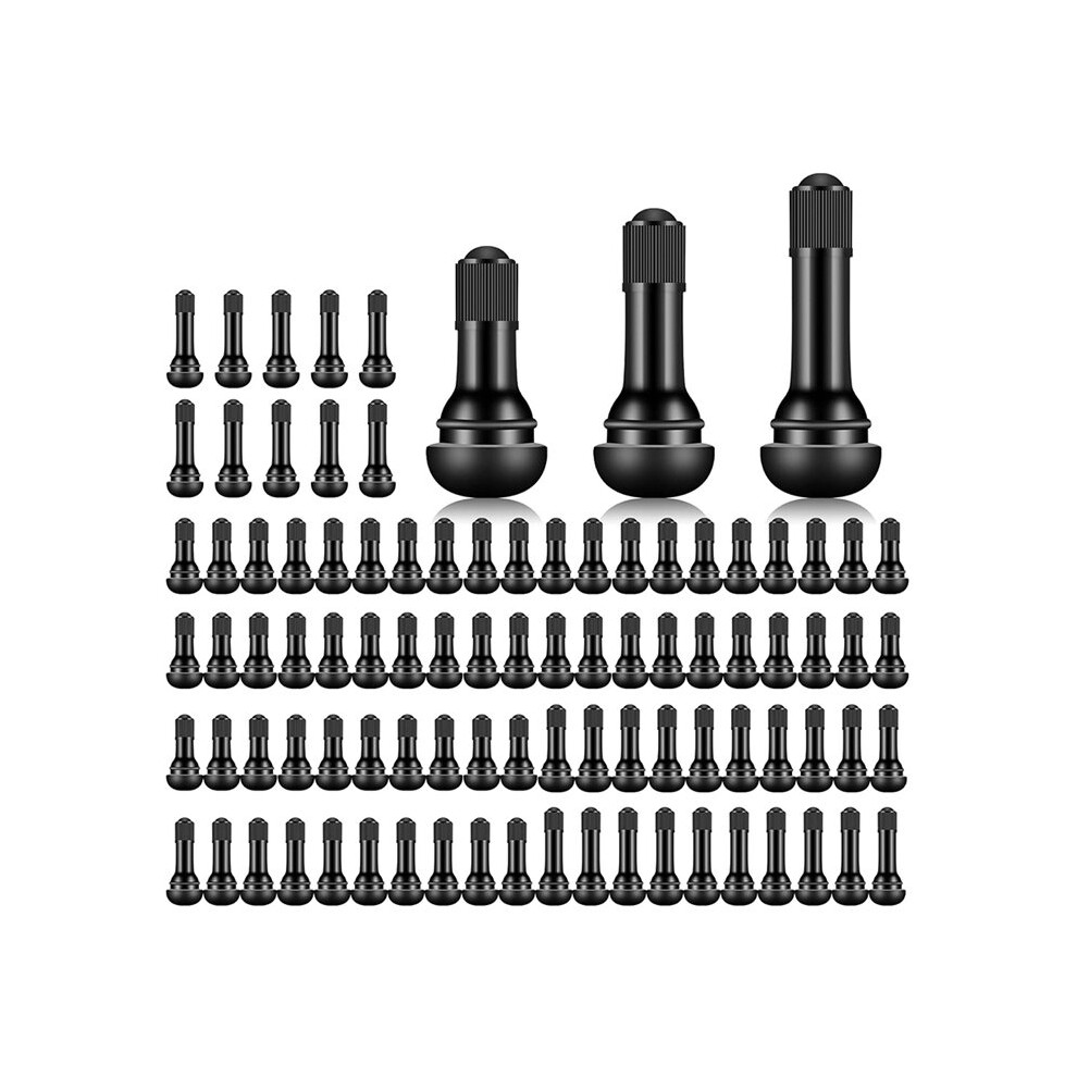 100 Pieces TR412 TR413 TR414 Tire Valve Stems Rubber Snap-in Valves,Tubeless Valve Stems Suit for 0.453 Inch Rim