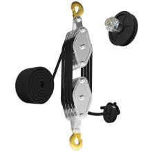 Rope Hoist Pulley System, 4400LB Pulley Block and Tackle, 8:1 Ratio Lifting Power 65ft, Heavy Duty Pulley Block