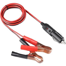 24V 12V Car Lighter Socket Alligator Clip Battery Extension Cord with 15A Fuse Male Plug Adapter
